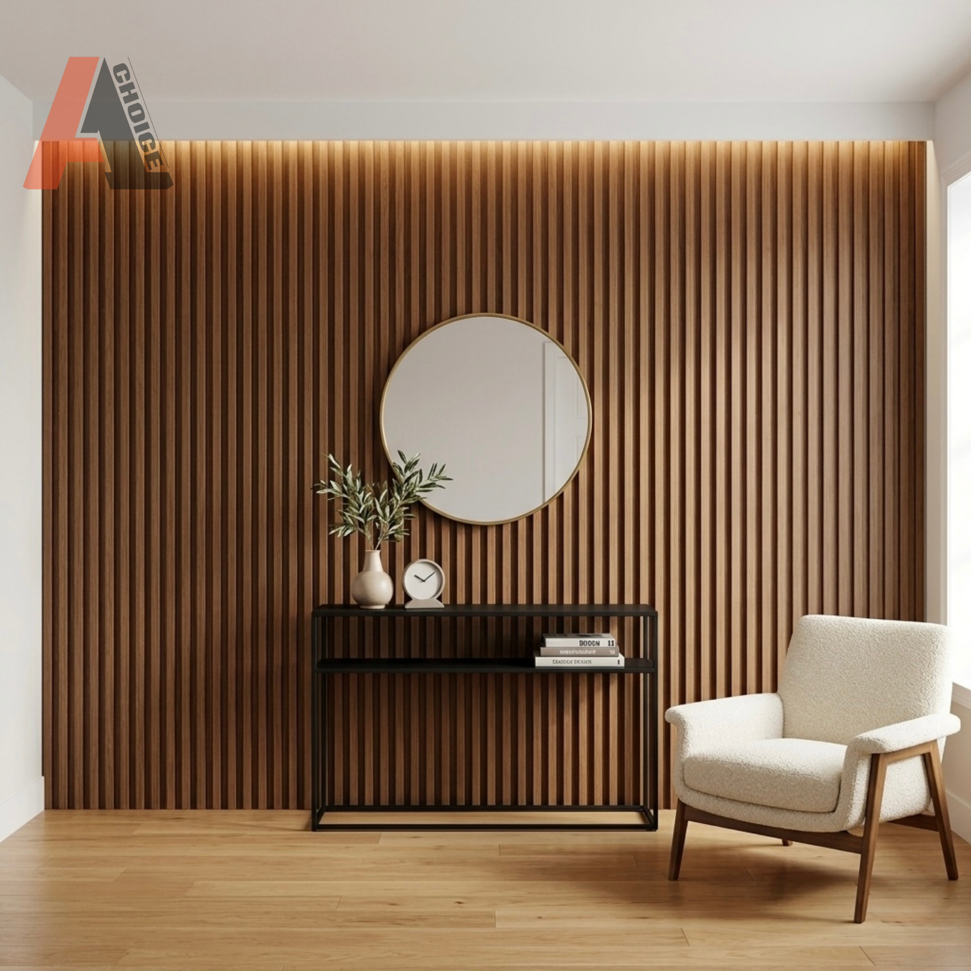 Pecan Brown WPC Slat Wall Panel | Fluted Interior Wall Panel 6 Inch x 9.7 Ft