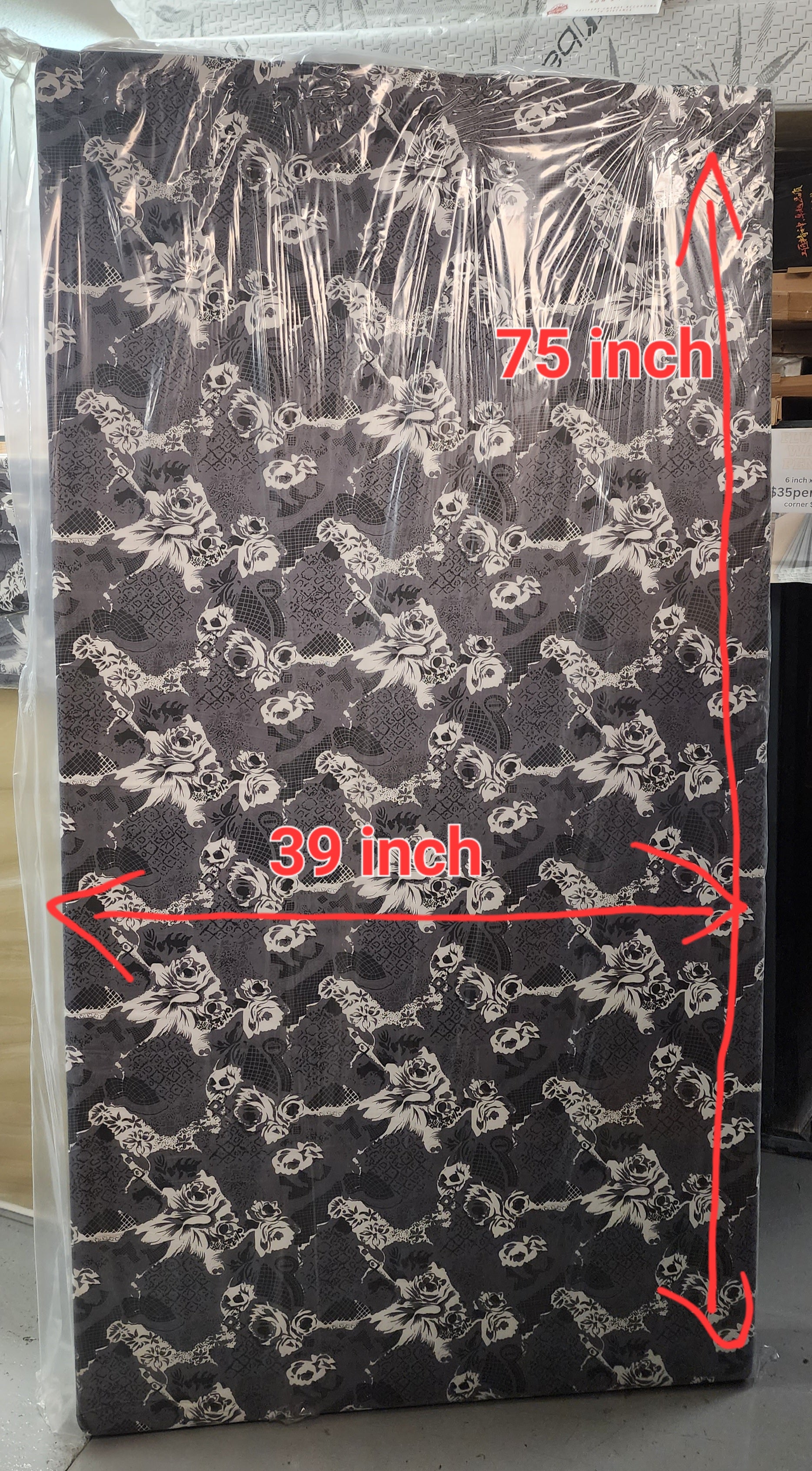 QUEEN SIZE HARD MATTRESS 5 INCH WITH BLACK ZIPPER