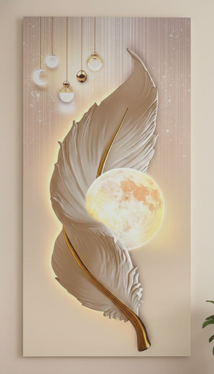 3D Father and moon PVC Wall Panel Front View