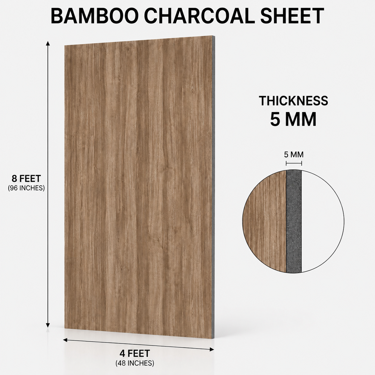 Pecan Brown Bamboo Charcoal Wall Sheet 5mm (4ft x 8ft) – Natural Oak Interior Panel