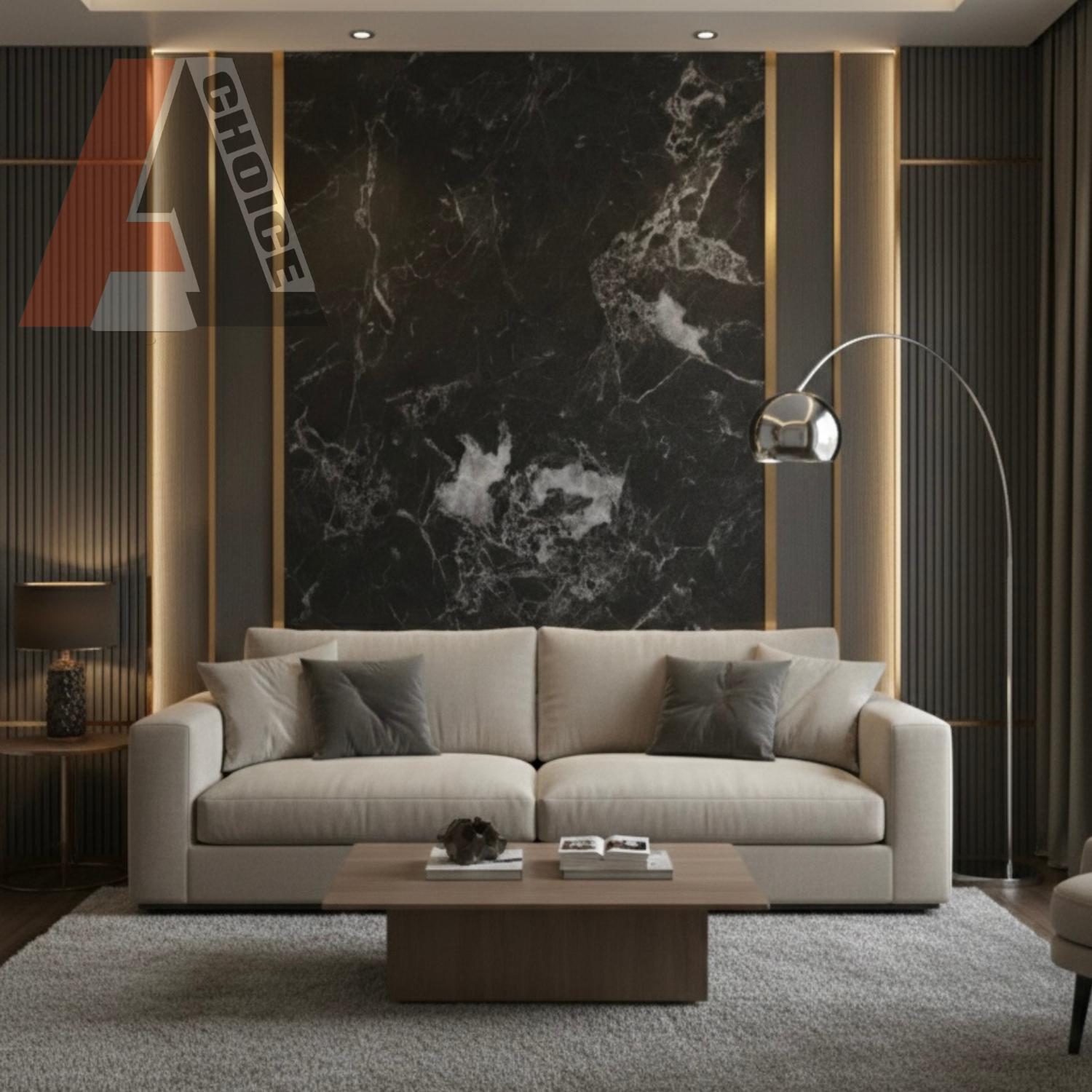 Black and Grey Matte PVC Marble Sheet