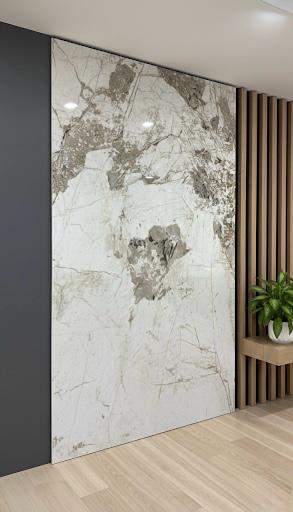Accent Wall Designed with a UV Marble PVC Wall Panel