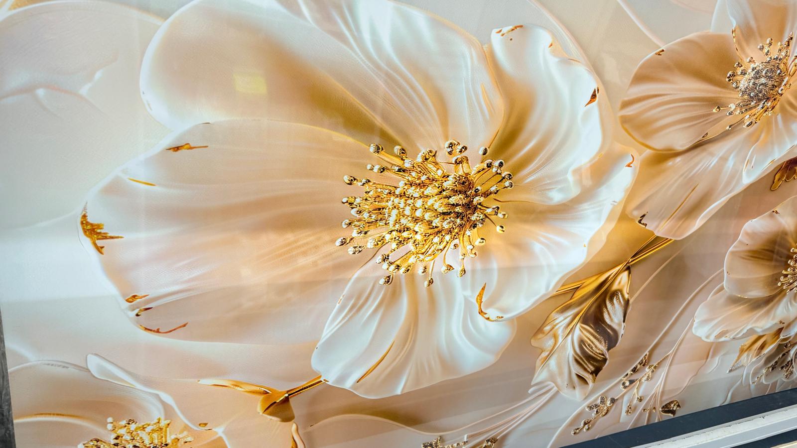 Close-up of a decorative wall panel with floral design PVC Wall Panel UV Marble Sheet