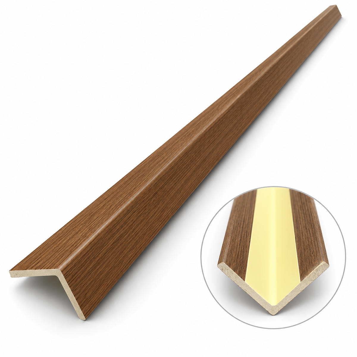 Oak wood-look L-shaped outside corner moulding for wall panels