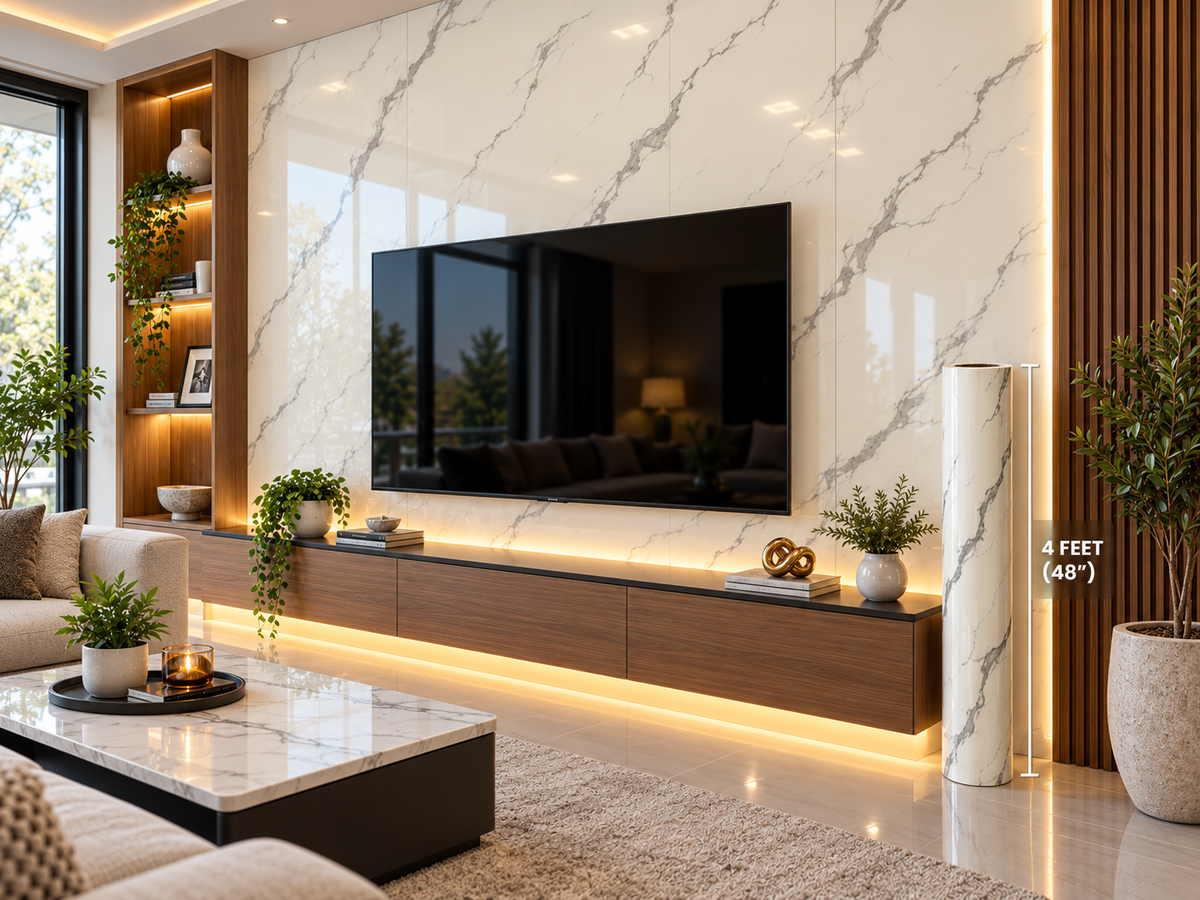White & Grey Marble Peel and Stick Wall Panel Roll β 4 ft x 10 ft