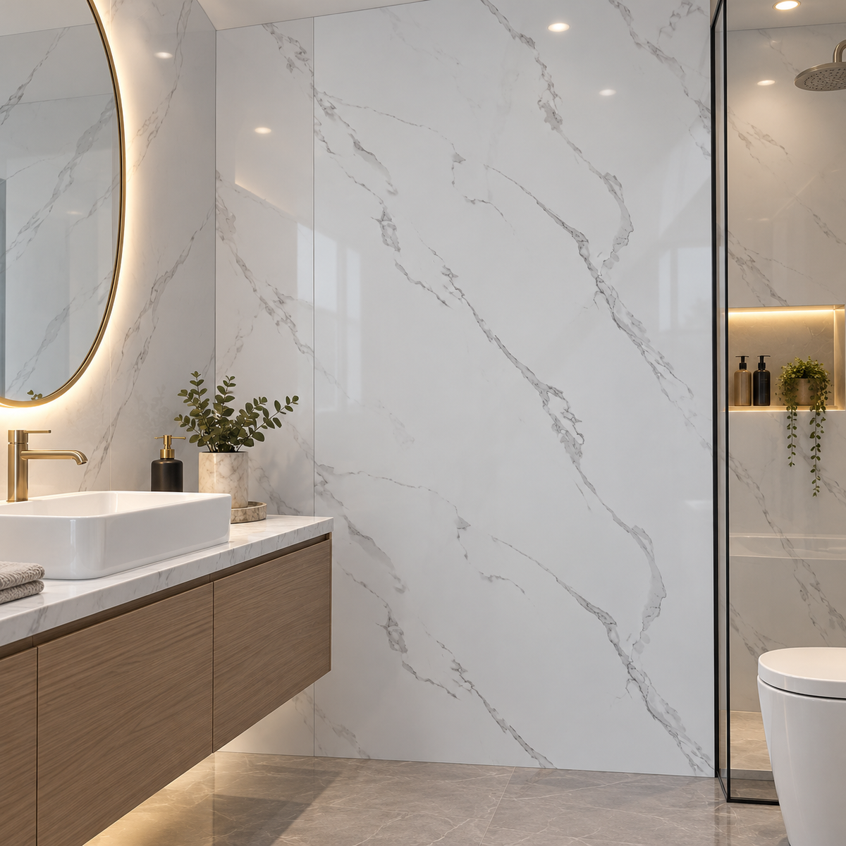 White Marble PVC Wall Panel 4*8 ft - Grey Vein Designs