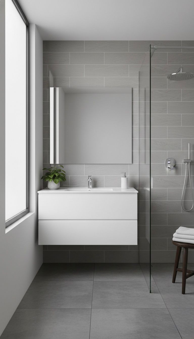 Waterproof Light gray PVC Marble Sheets installed in a modern washroom
