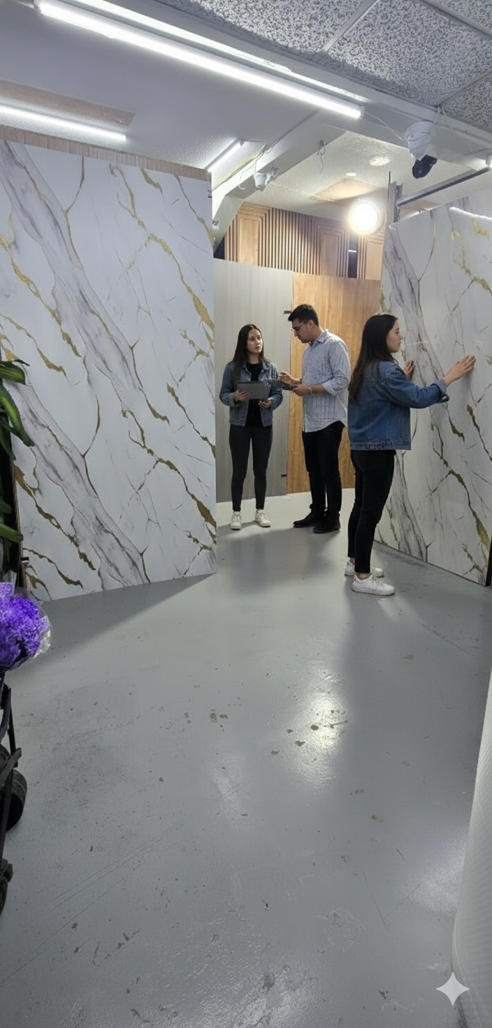 Modern Indoor white matte finish. Marble Patterned . Moisture-proof PVC Panel Used for Home Bathroom Wall Decoration ( contact us for price)