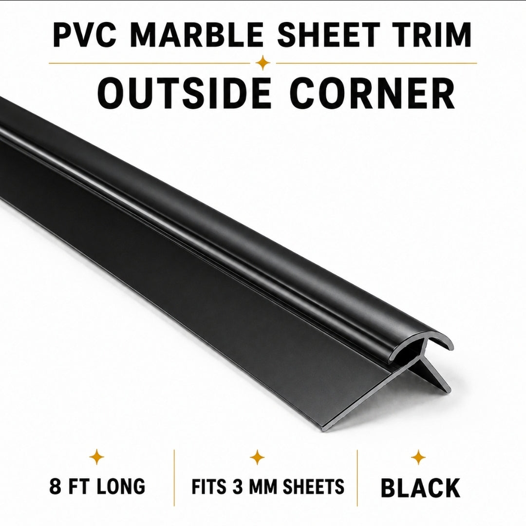 8-Foot Outside Corner Trim for PVC Marble Sheets – Available in 4 Colours
