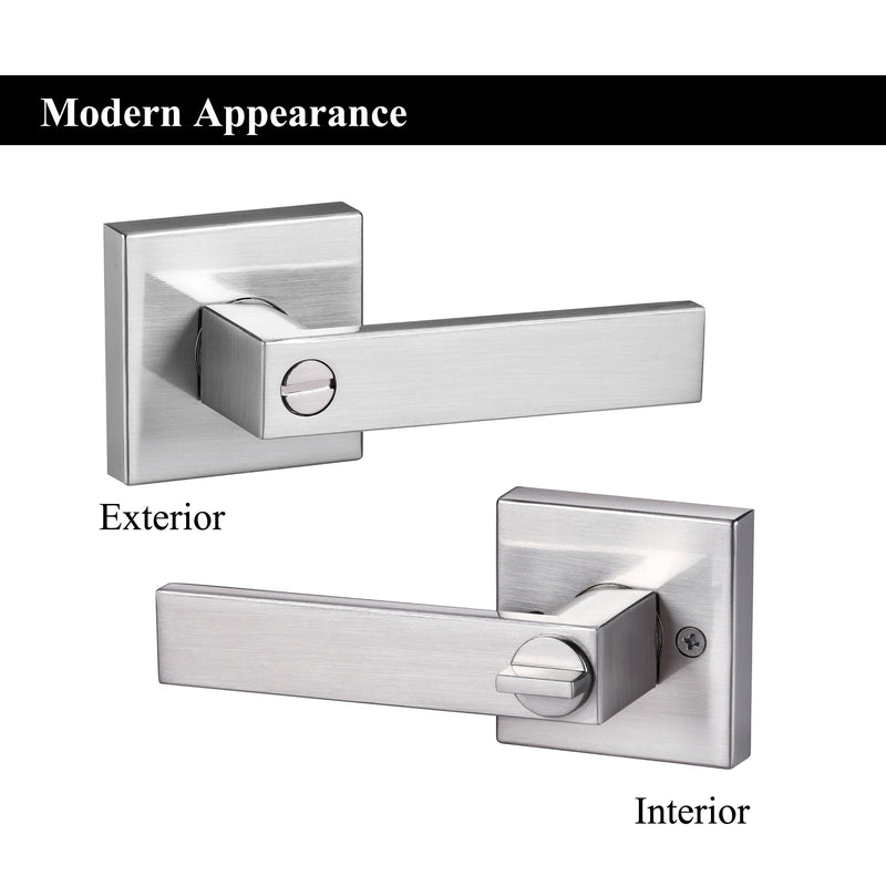 A1 Choice  Square Privacy Door Lock Handle (Silver brush nickel) Pack Of 5