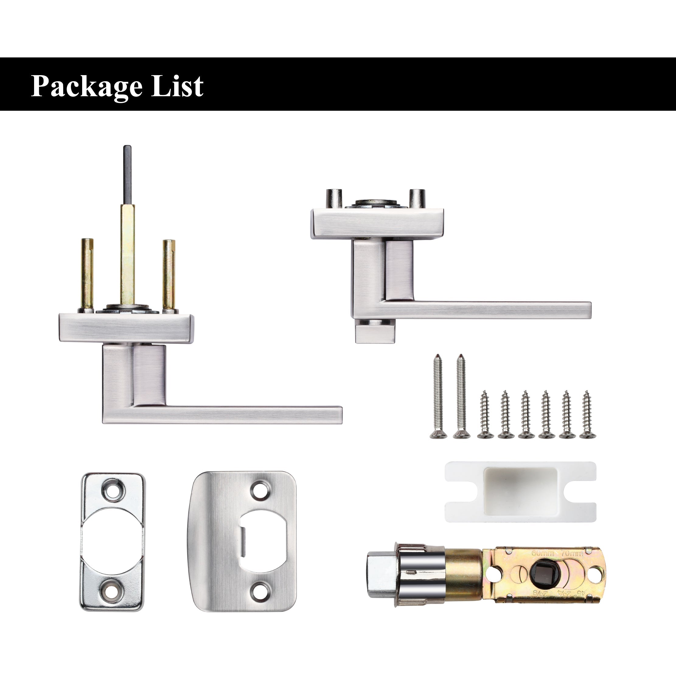 A1 Choice Square Privacy Door Lock Handle (Silver brush nickel) Pack Of 5