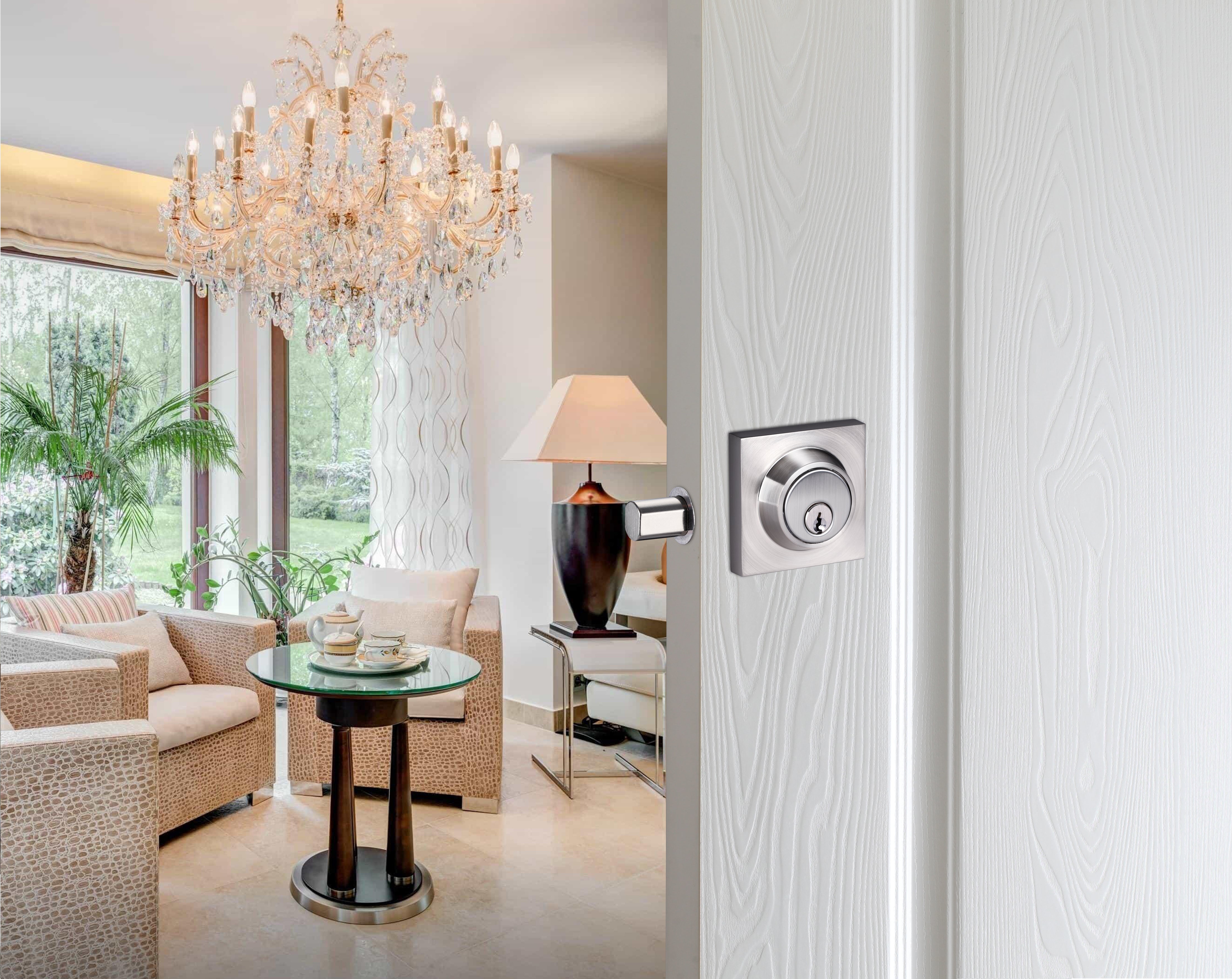 A1 Choice Square Double Sided Deadbolt Door Lock (brush nickle)