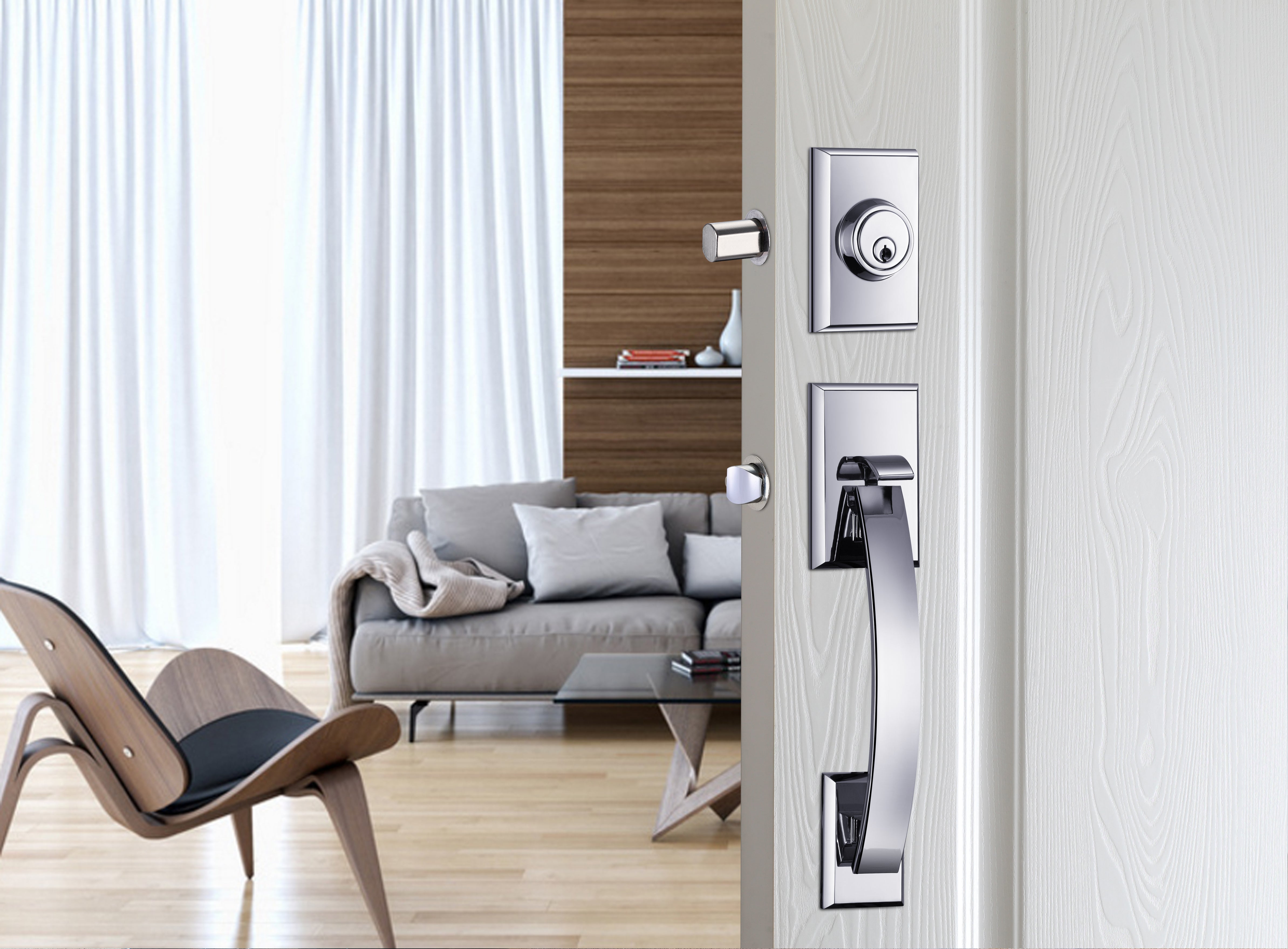 A1 Choice  Single Cylinder Grip Handle Lock Set (Chrome)