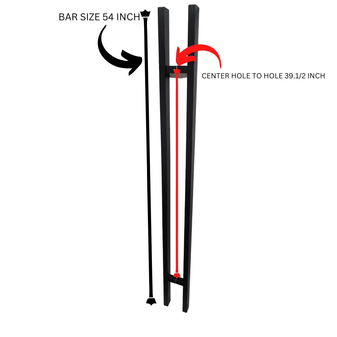 A1 Choice  Door Pull Handle square  'H' Type 54" (Matte Black) black door bar  pullbar good quailty powder coated paint