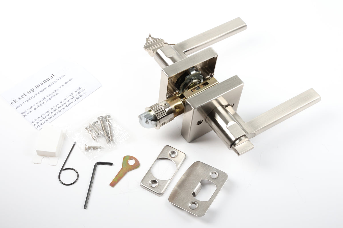 A1 Choice Contemporary Keyed Entry Door Lever, Brushed Nickel