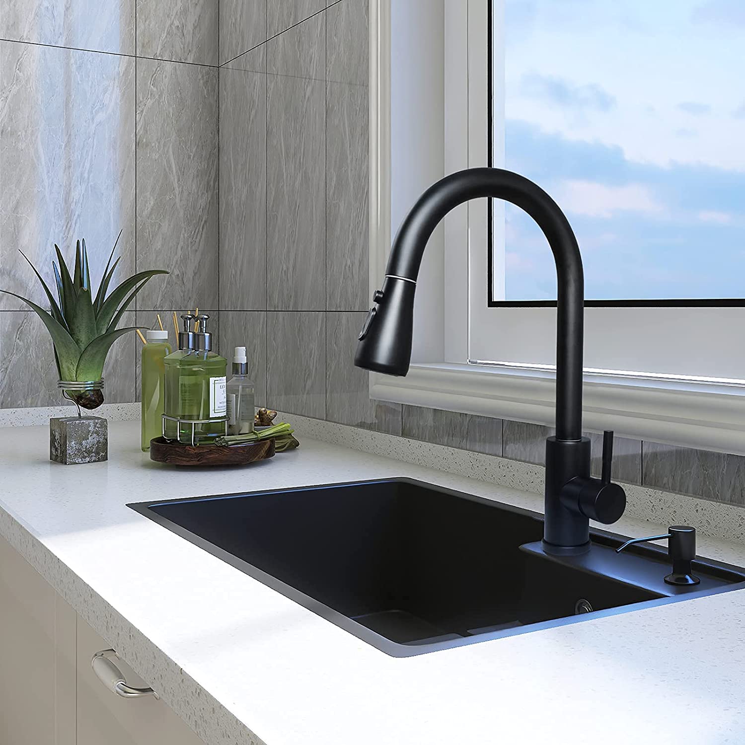 A1 Choice Black Kitchen Faucet With pull Out Sprayer