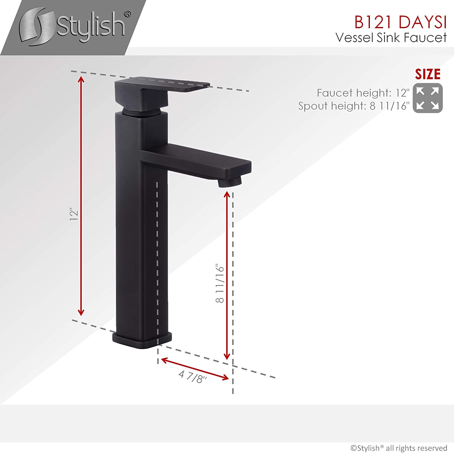 A1 Choice Black Single Handle Tall Vessel Bathroom Faucet