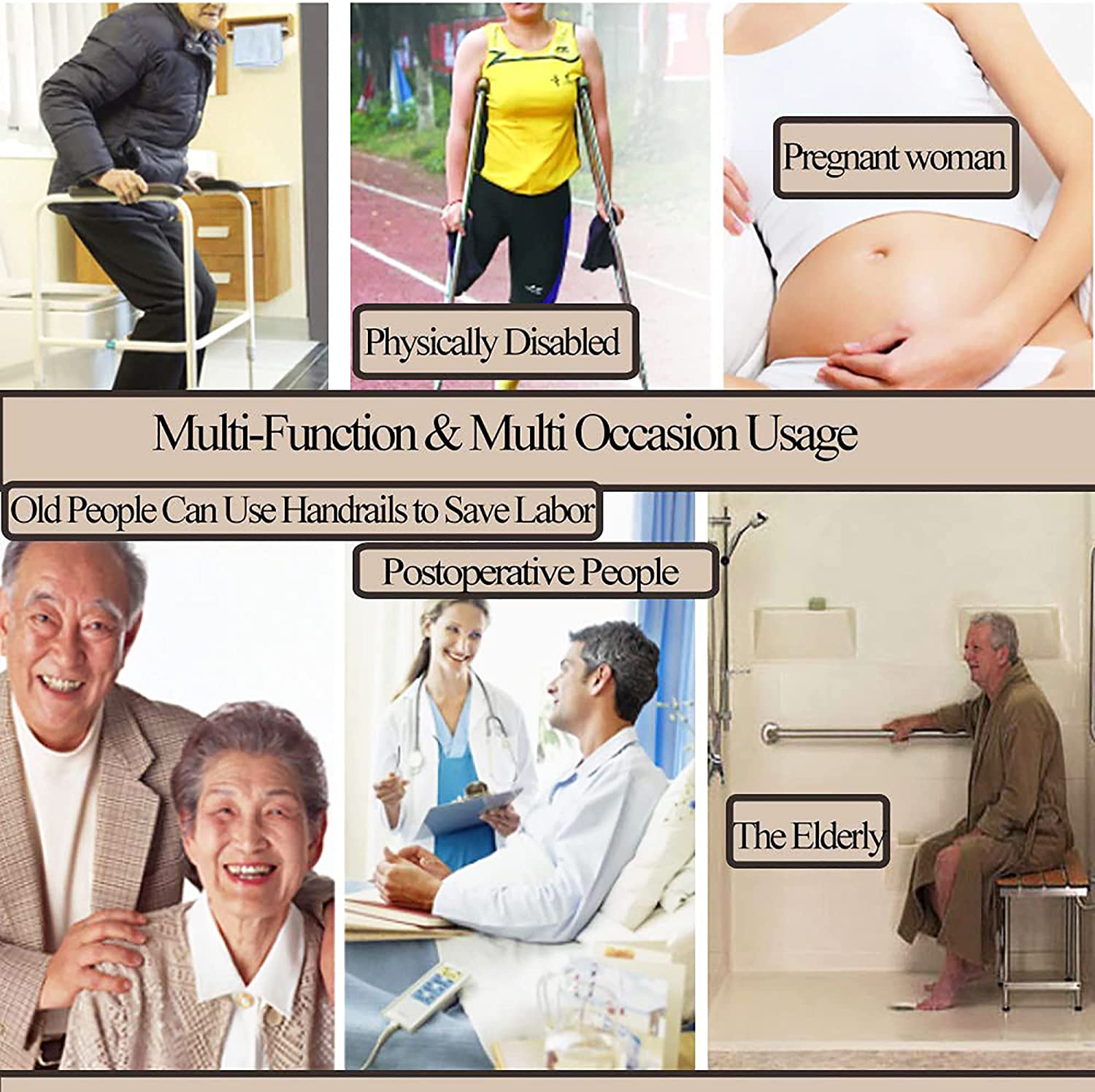 A1 Choice Silver Grab Bar 16" Bathroom Wall Mounted Stainless Bar Pack Of 10