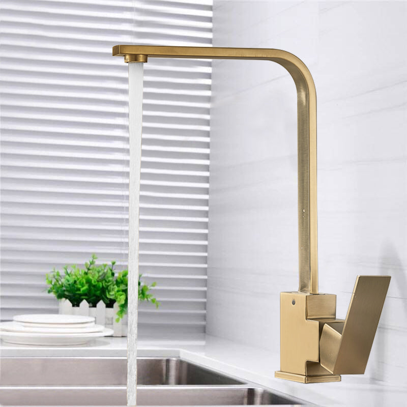 A1 Choice Gold Square Single Handle Kitchen Faucet