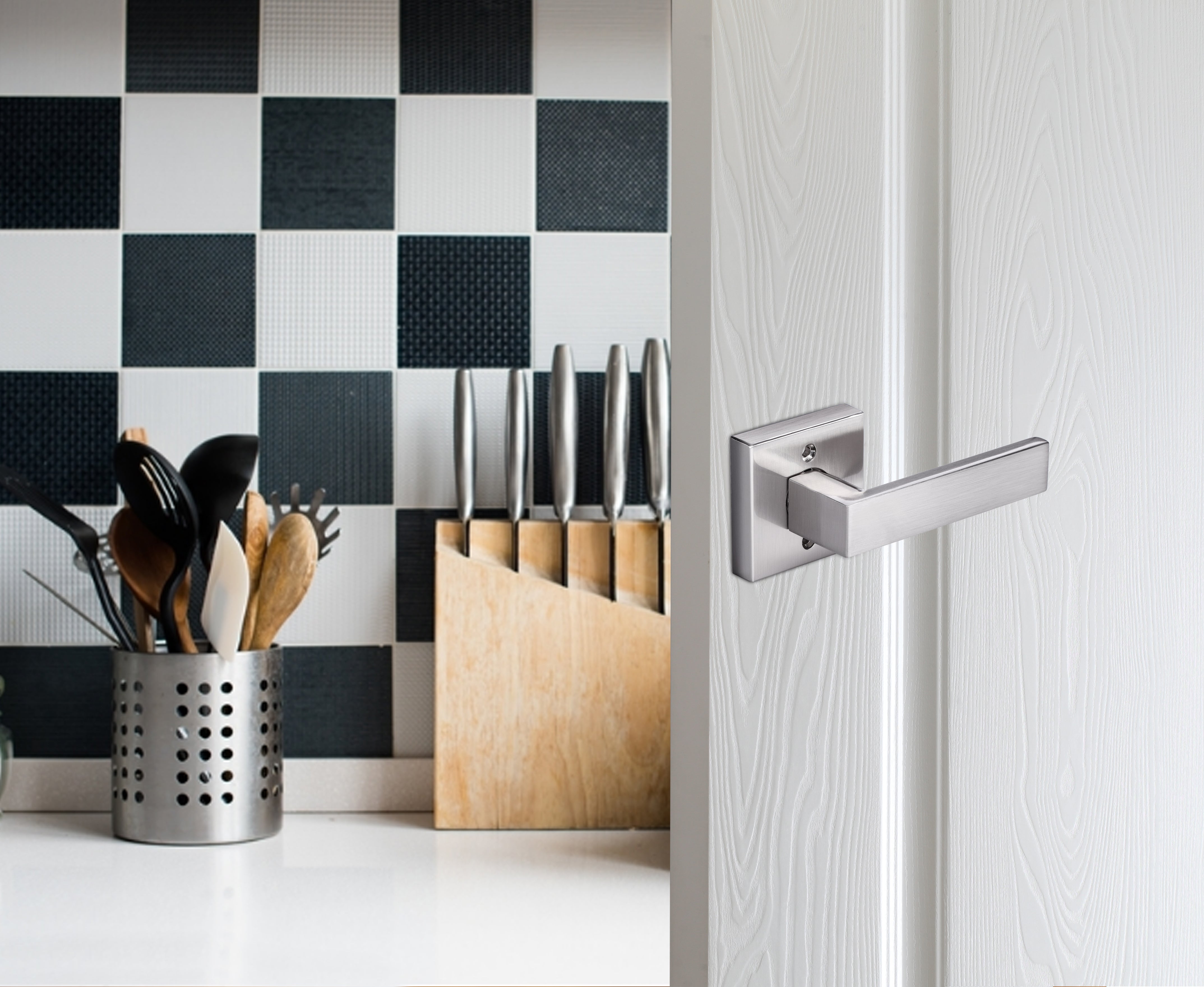 A1 Choice 2Pcs Square Dummy Door Handle silver (brush nickle)