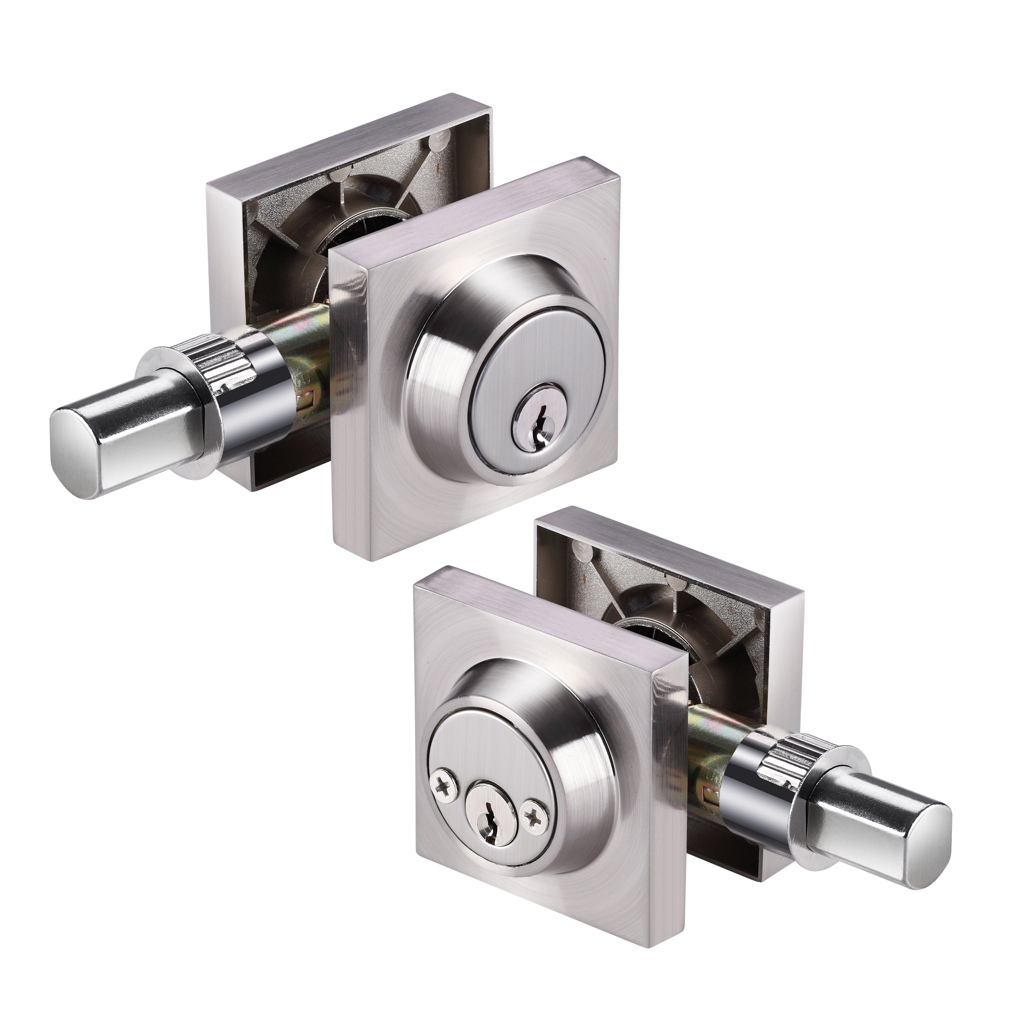 A1 Choice Square Double Sided Deadbolt Door Lock (brush nickle)