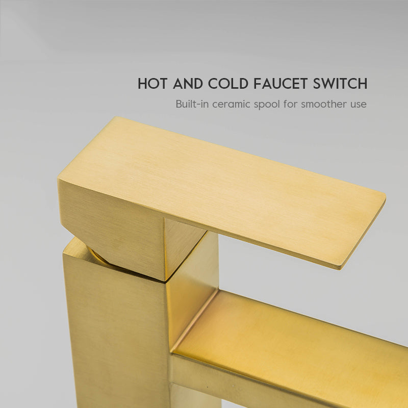 A1 Choice Gold Square Single Handle Bathroom Faucet