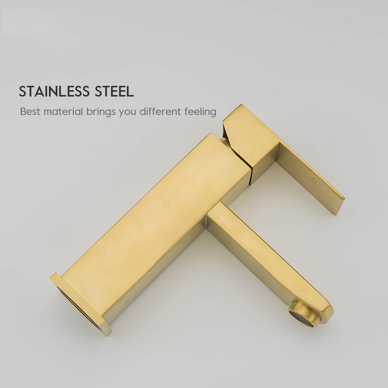 A1 Choice Gold Square Single Handle Bathroom Faucet
