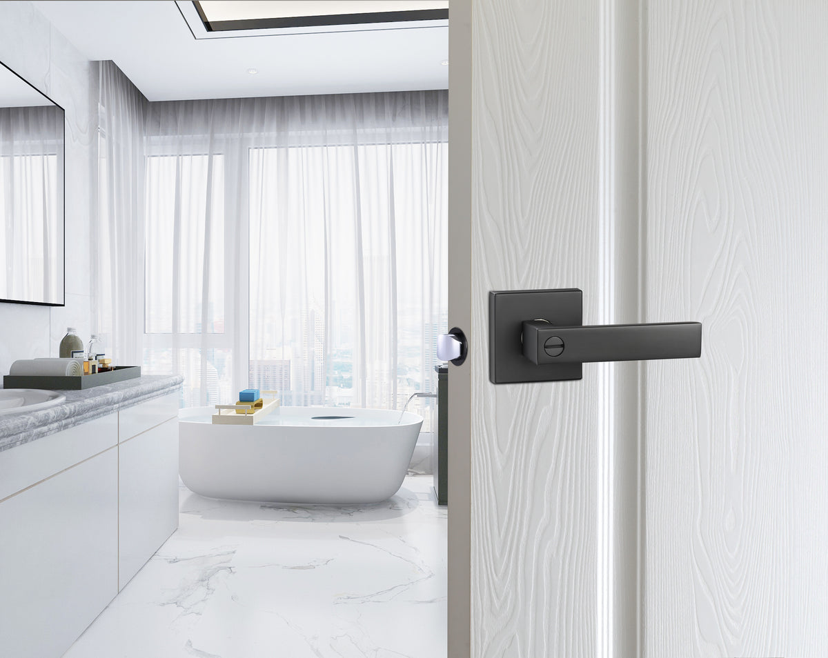 A1 Choice Square Privacy Door Lever, Matte Black