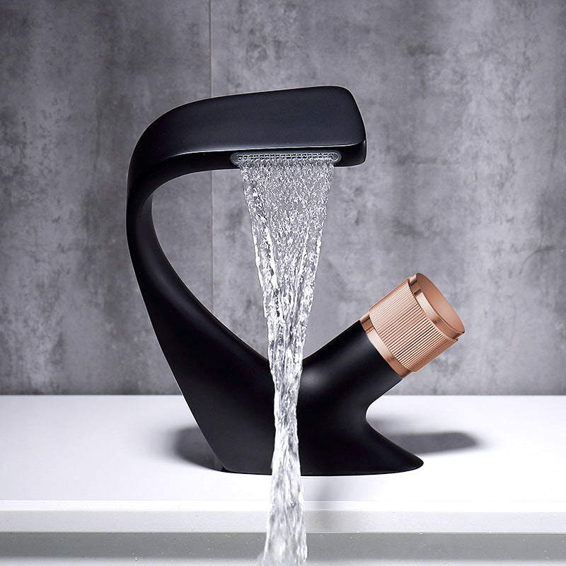 A1 Choice Black Single Hole Waterfall Bathroom Faucet