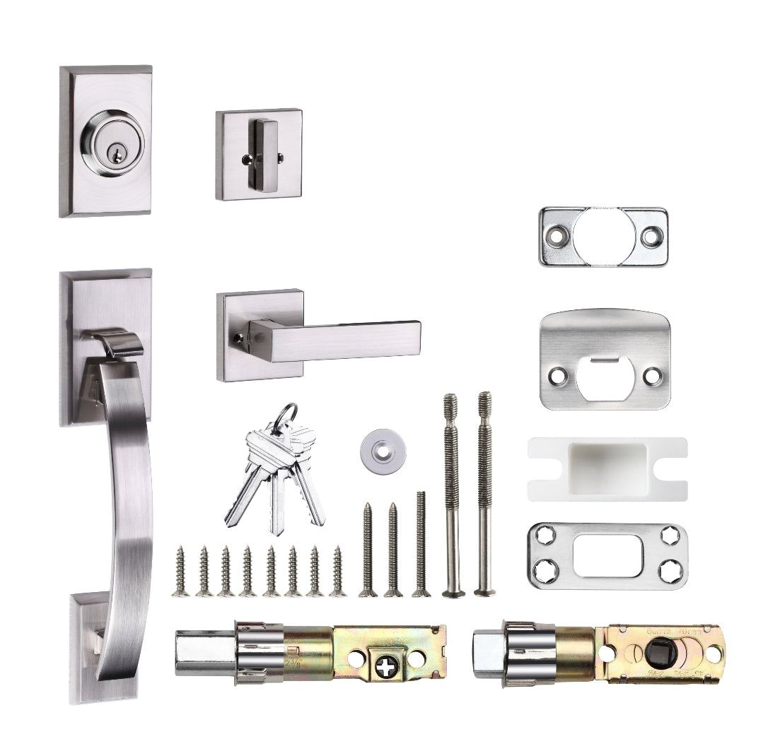 A1 Choice  Single Cylinder Grip Handle Lock Set brush Nickel