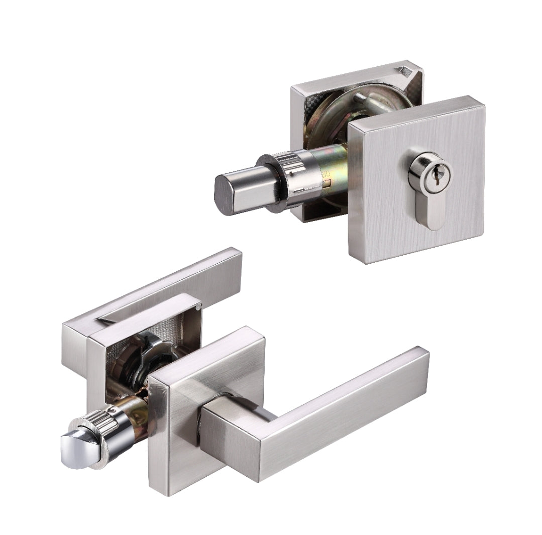 A1 Choice Front Door Lever Lockset With Single Cylinder Deadbolts Comb