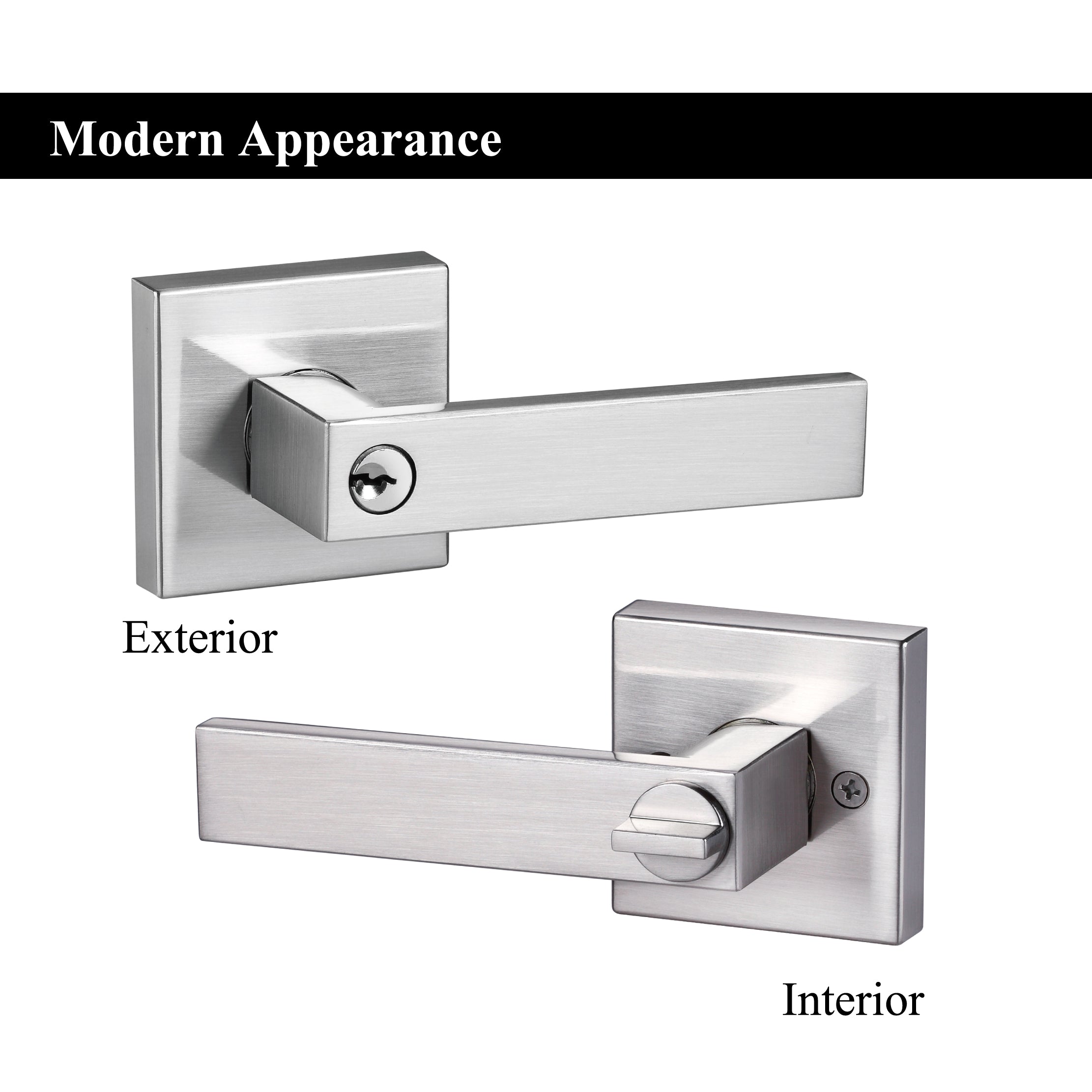 A1 Choice Square Key Entrance Door Lock Handle brush nikle (Silver)