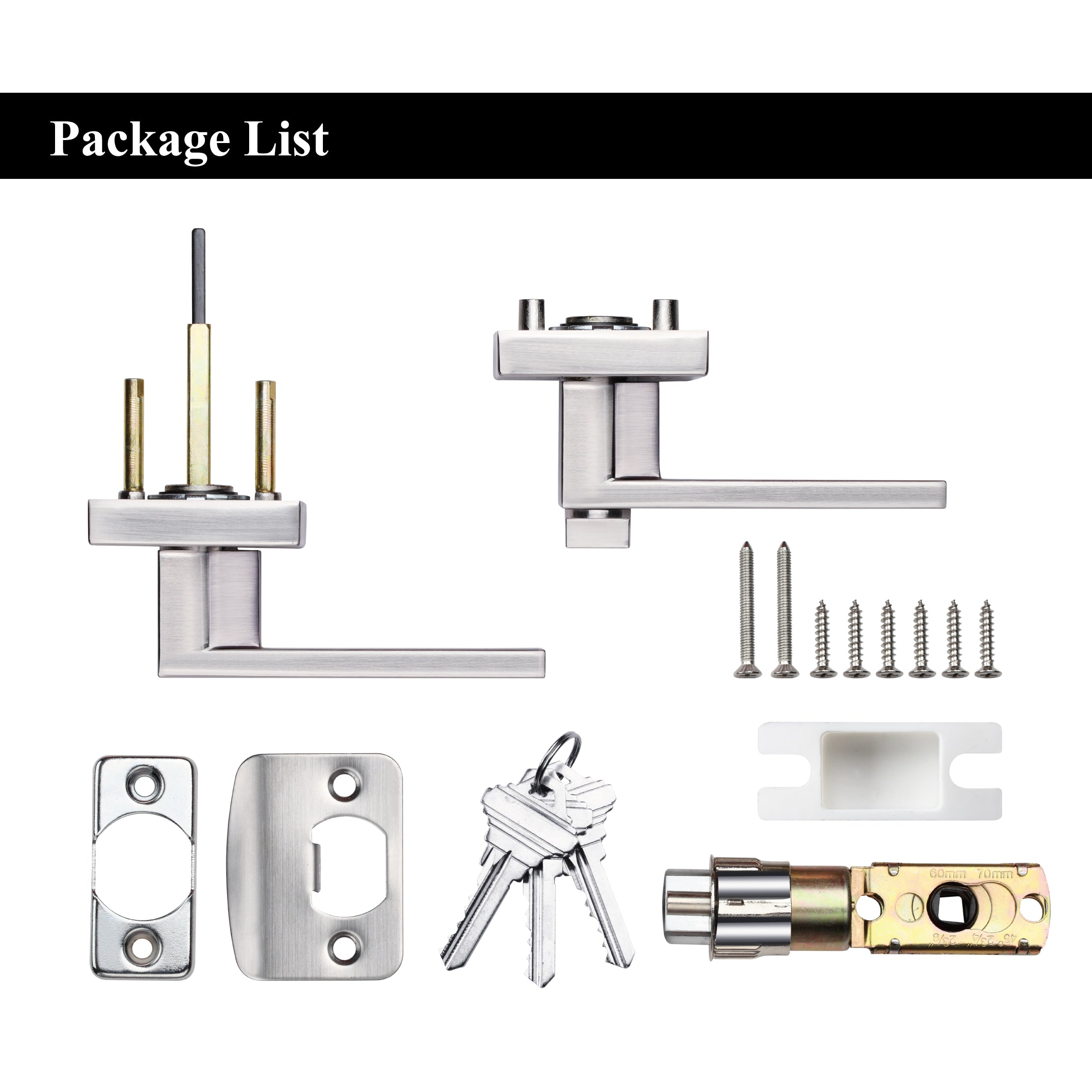 A1 Choice Square Key Entrance Door Lock Handle brush nikle (Silver)
