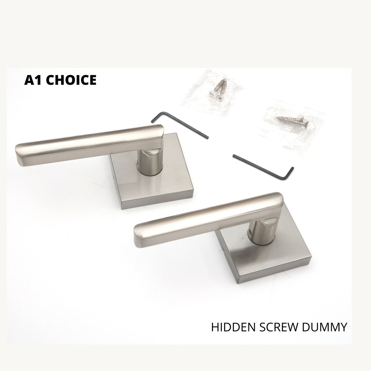 A1 Choice Concealed-Screw Dummy Door Levers, Brushed Nickel – 2 Pieces