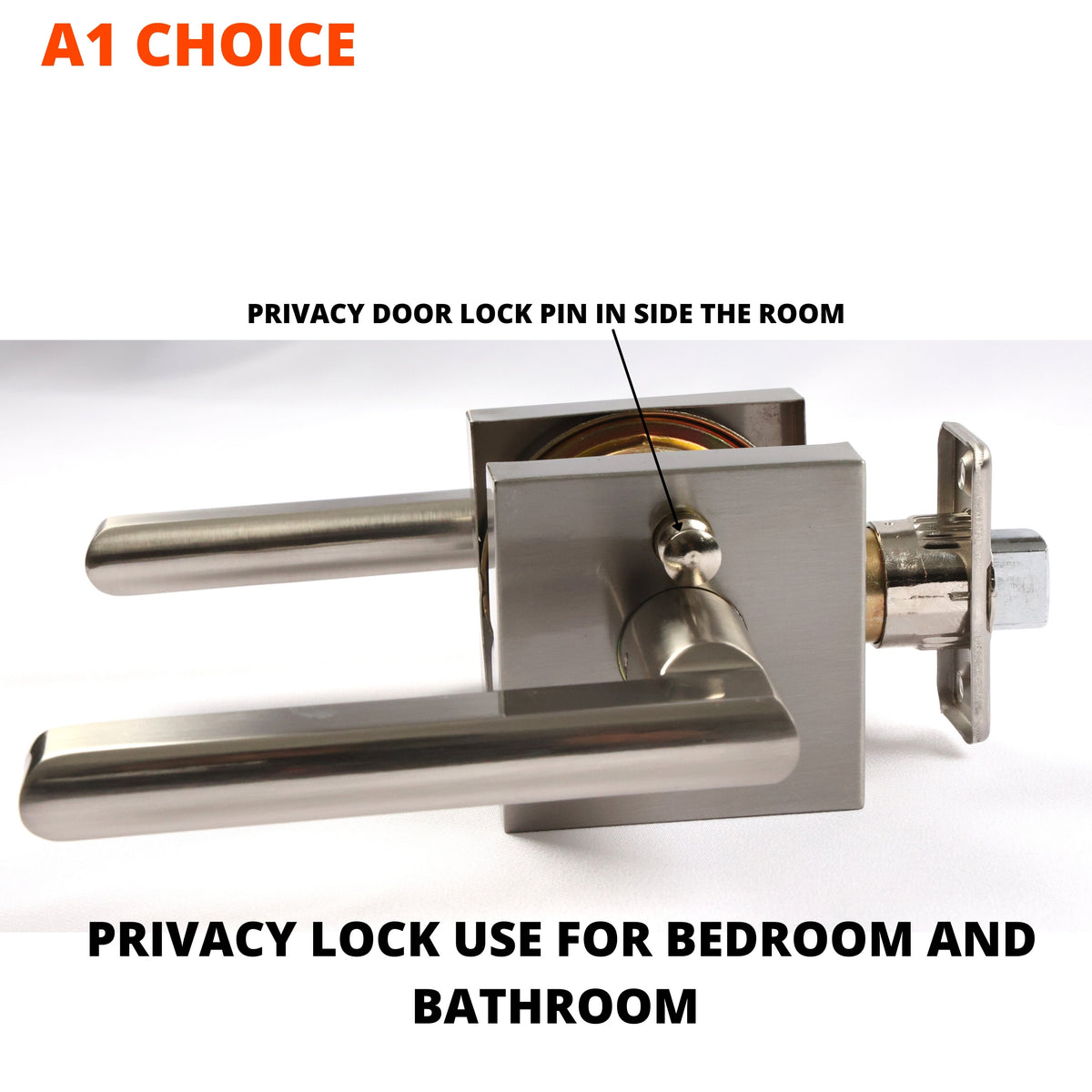 A1 Choice Contemporary Privacy Door Lever, Brushed Nickel