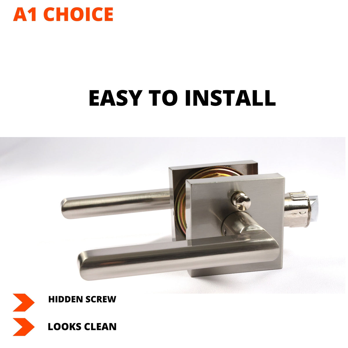 A1 Choice Contemporary Privacy Door Lever, Brushed Nickel