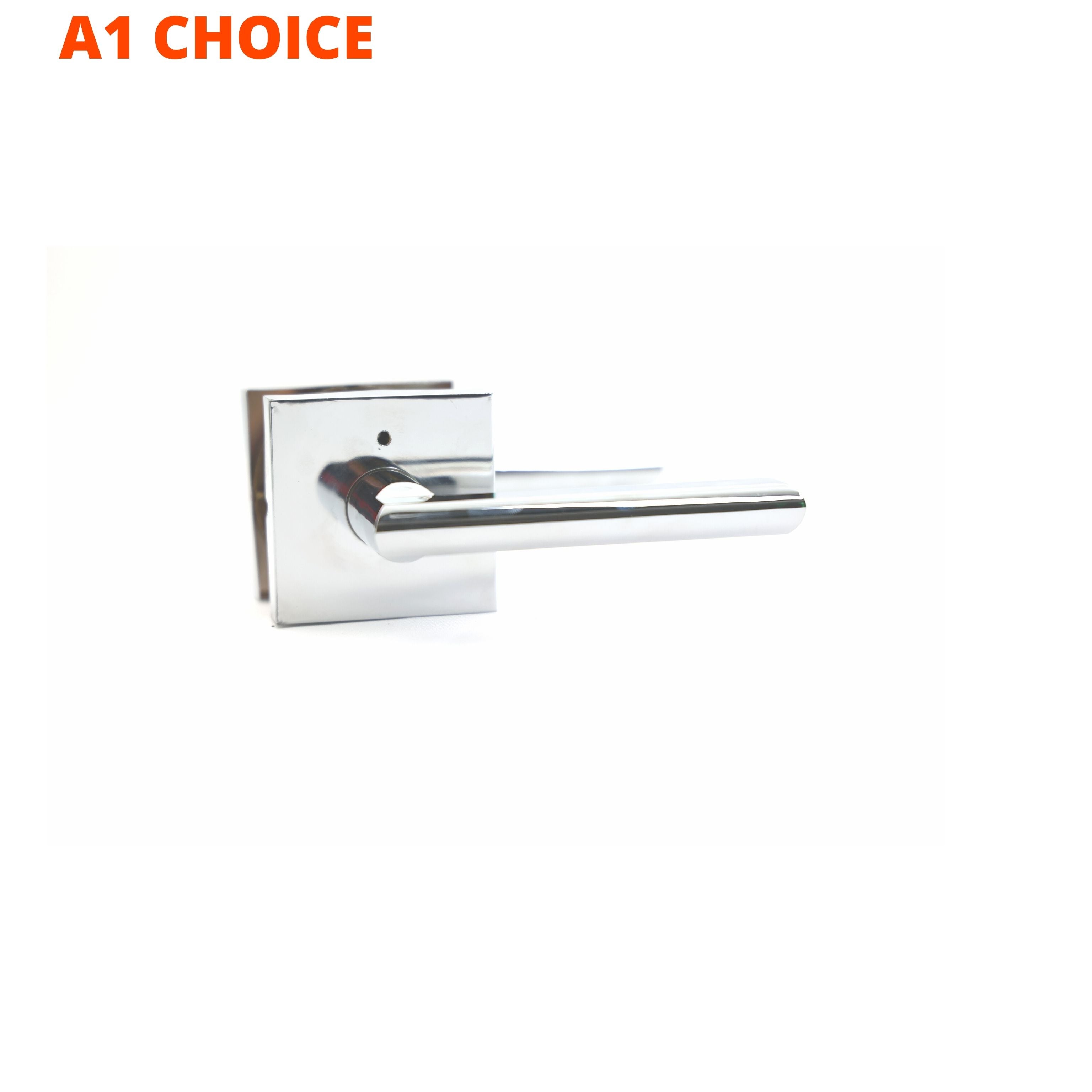 A1 CHOICE Heavy Duty Privacy Door Lever Set with Keyless Lock, Square Door Handle with Removable Latch Plate Chrome