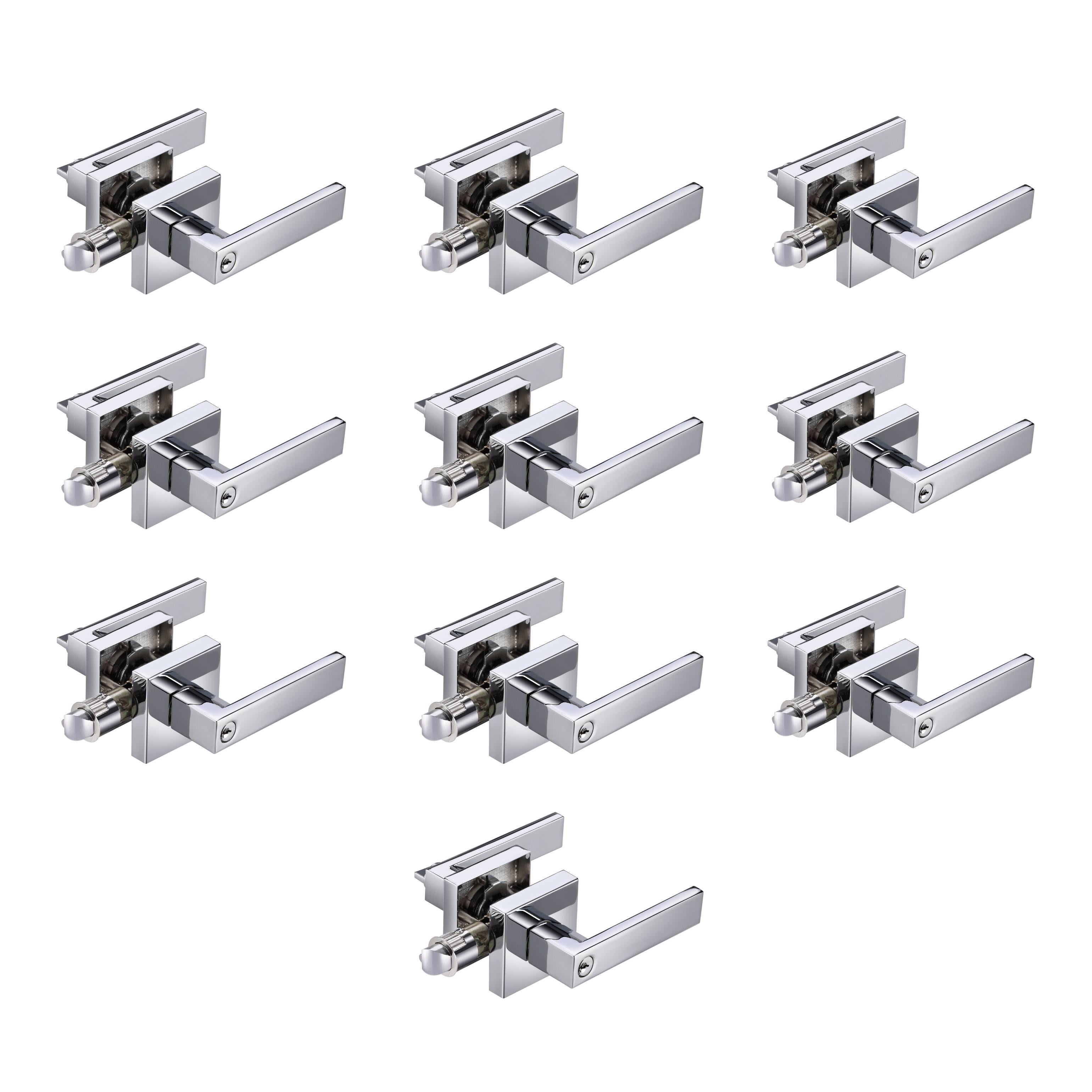 A1 Choice Square Key Entrance Door Lock Handle (Chrome) Pack Of 10