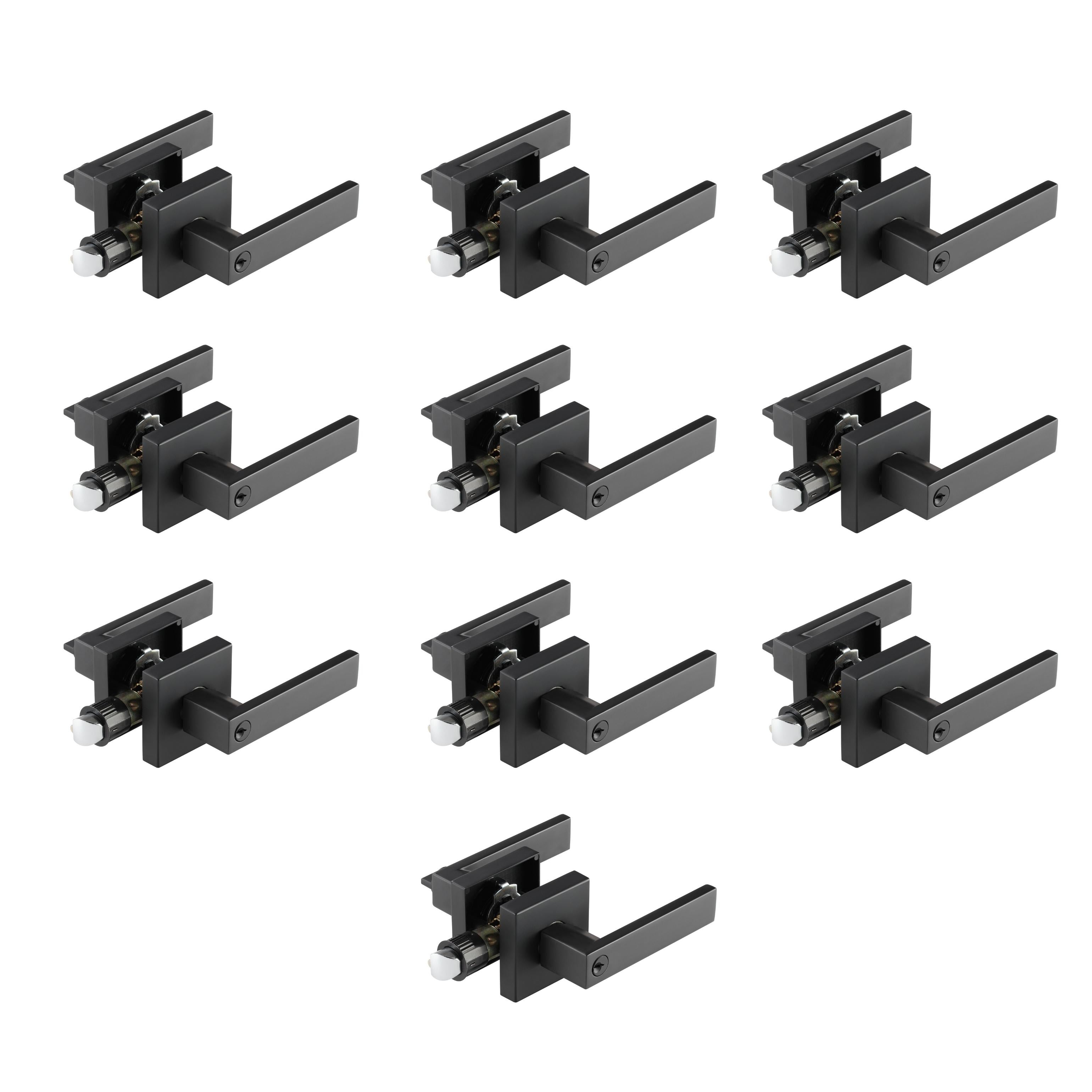 A1 Choice Key Entrance Door Lock Handle Square (Black) Pack Of 10