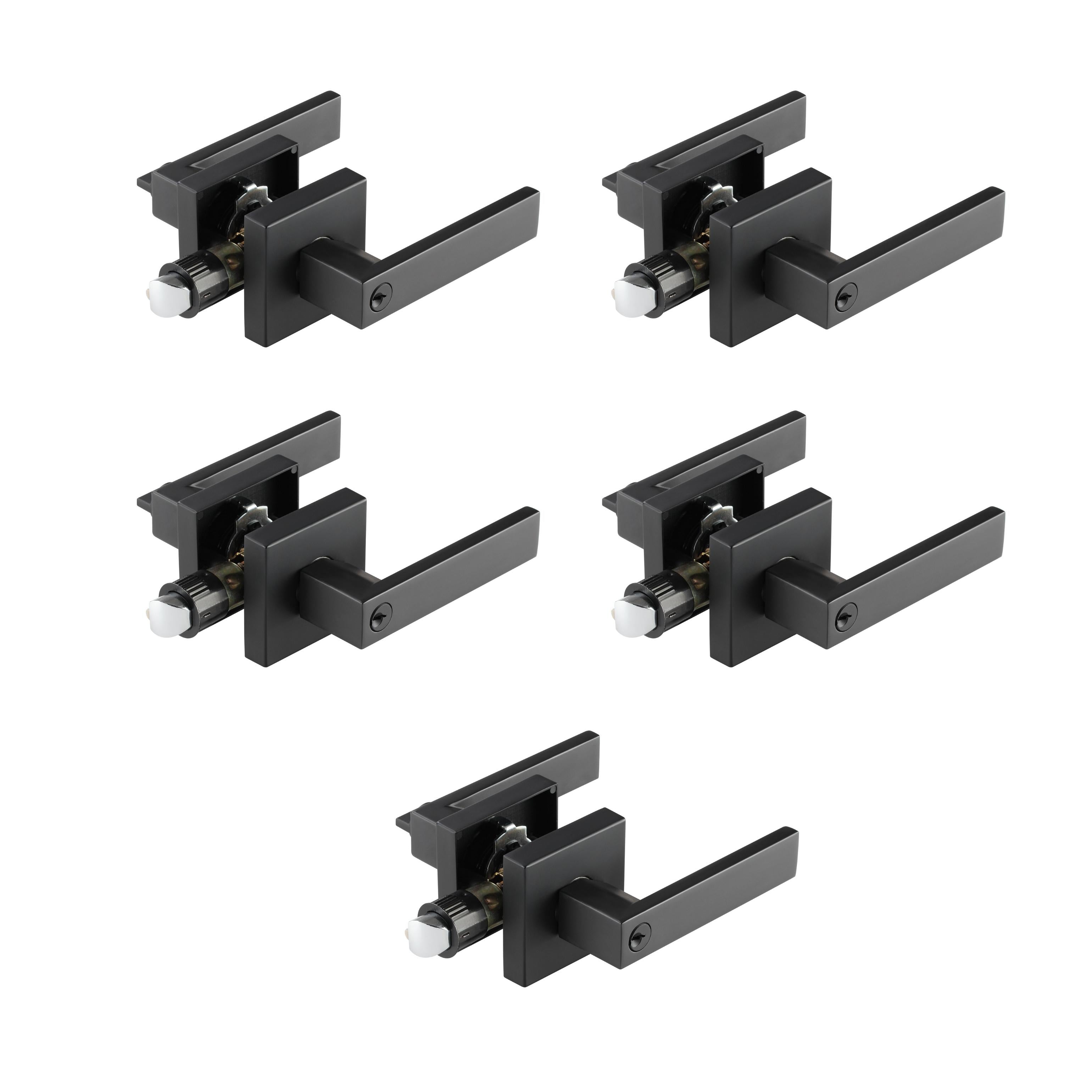 A1 Choice Key Entrance Door Lock Handle Square (Black) Pack Of 5