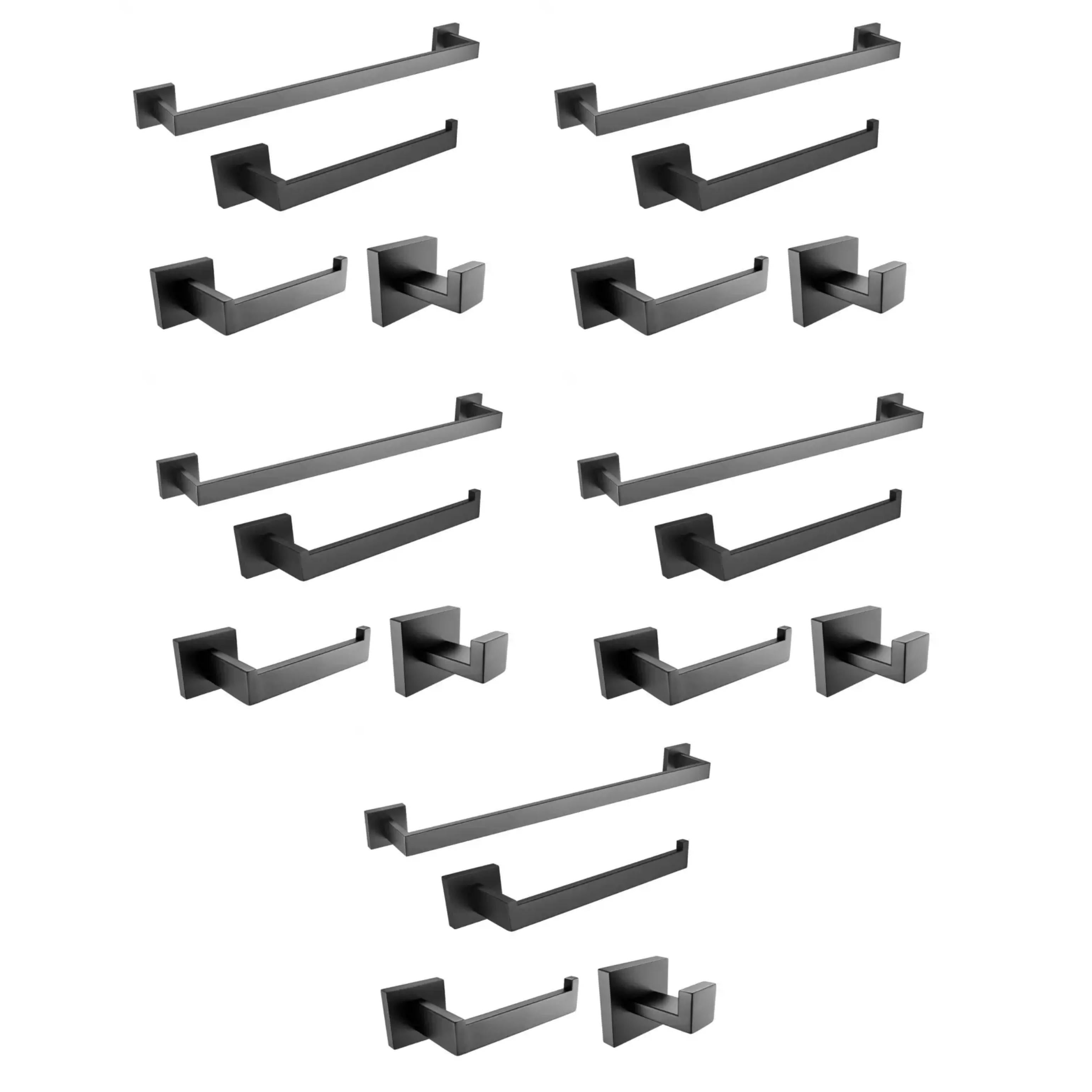 A1 Choice  4 Pcs Modern Bathroom Towel Bar Set (Matte Black) Pack Of 5