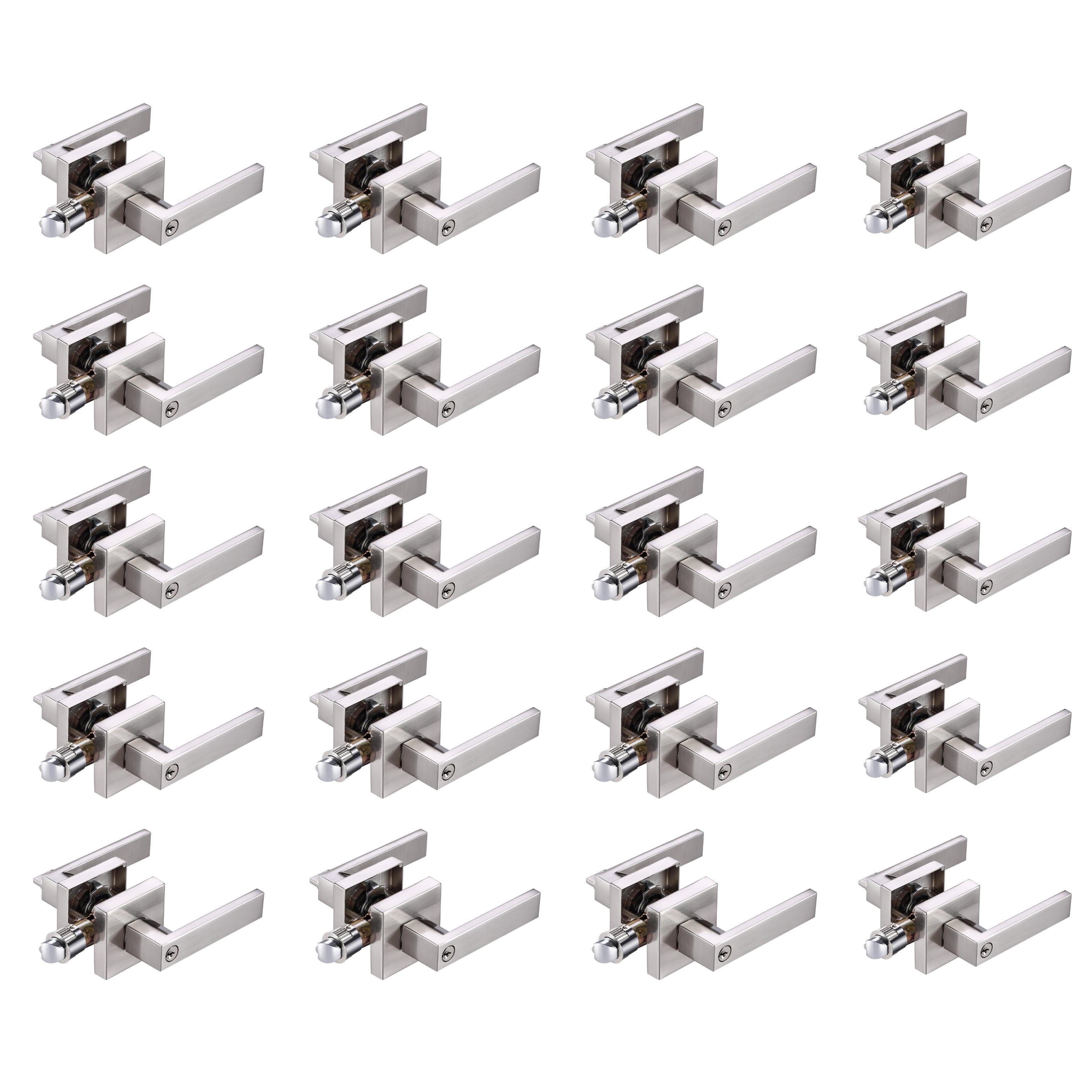 A1 Choice Square Key Entrance Door Lock Handle brush nikle (Silver) Pack Of 20