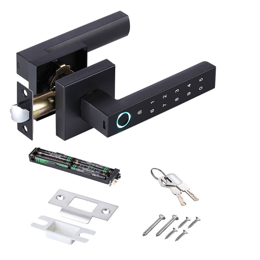 A1 Choice Smart Fingerprint Plus Password & Key Door Lock Handle (Black)