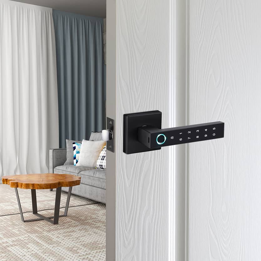 A1 Choice Smart Fingerprint Plus Password & Key Door Lock Handle (Black)