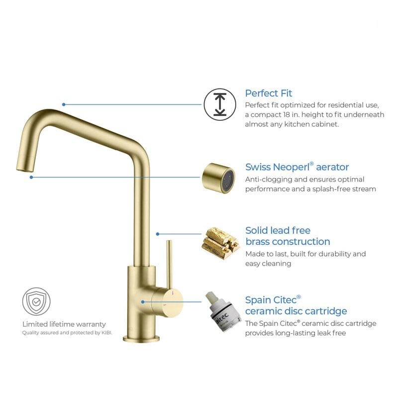 Bar faucet Gold Single Handle Stainless Steel Kitchen Sink Faucet