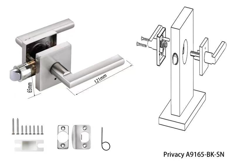 A1 Choice Contemporary Privacy Door Lever, Brushed Nickel