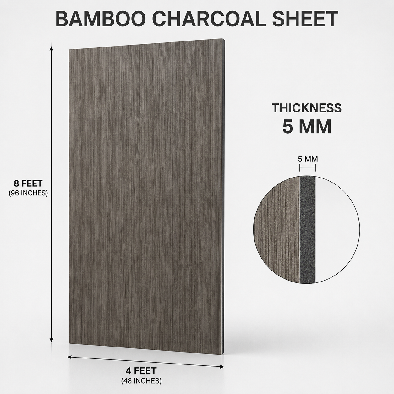 Dark Gray Bamboo Charcoal Wall Sheet 5mm (4ft x 8ft) – Luxury Interior Panel