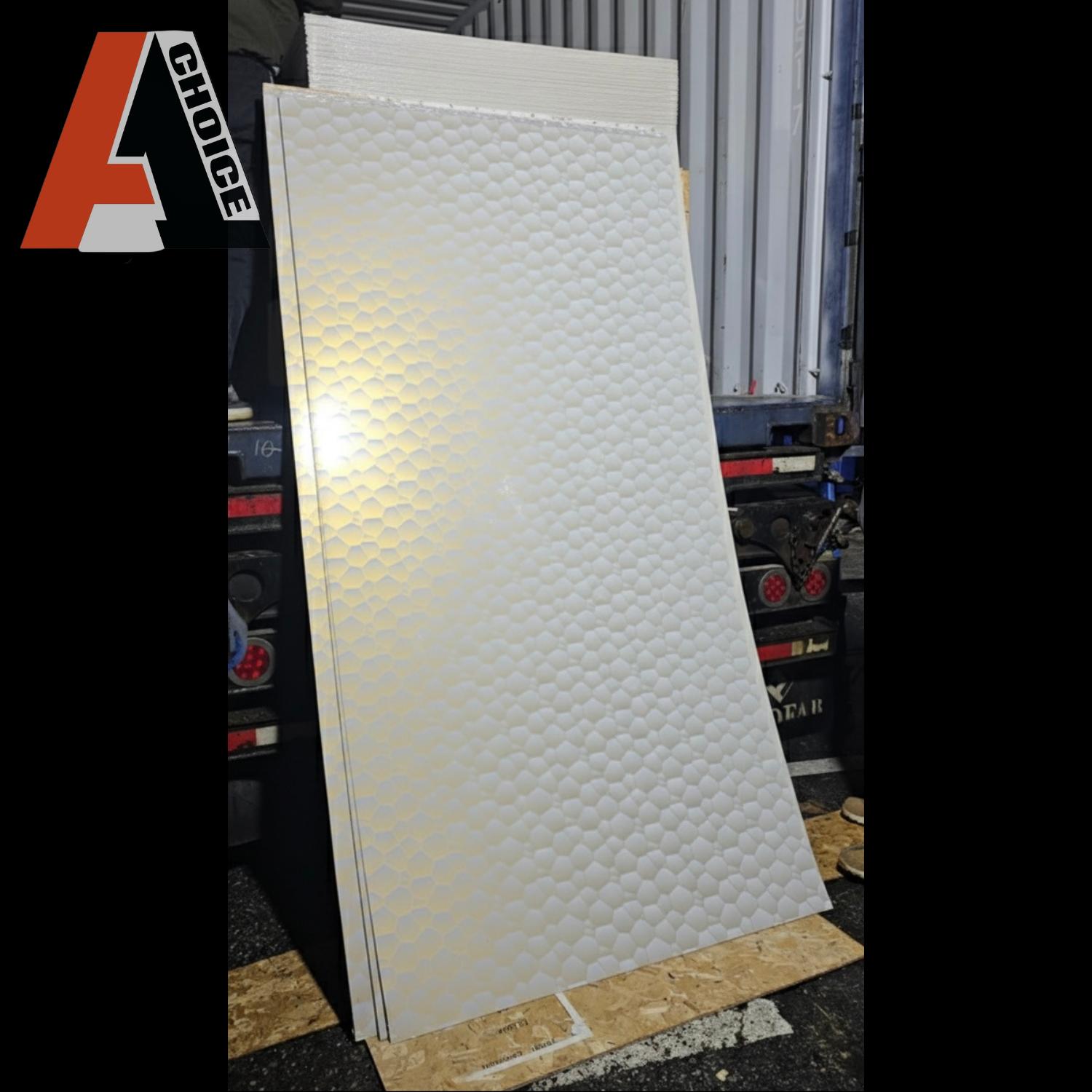 Beige Geomatric Pattern PVC Marble sheet with gold reflection Front view