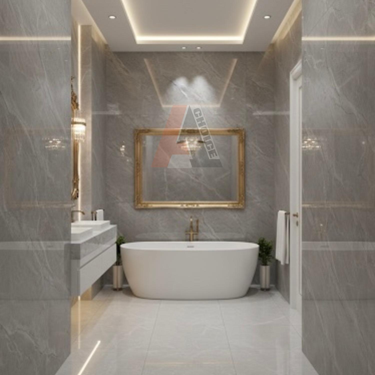 Modern bathroom designed with pvc marble sheet