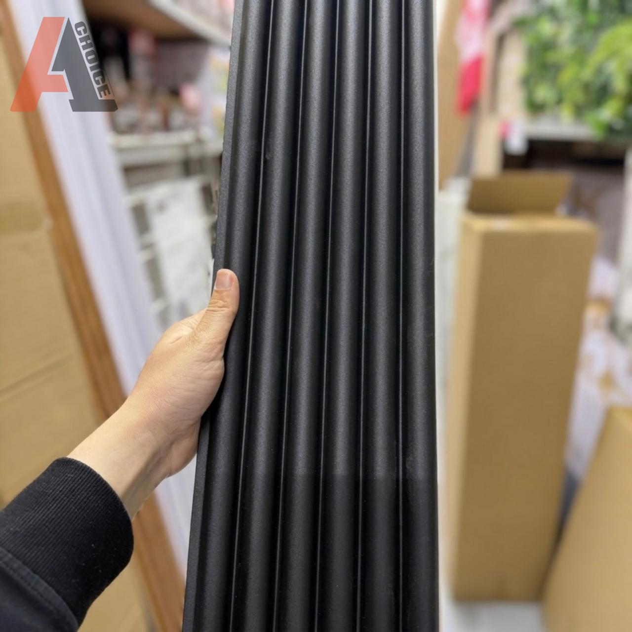Matte Black decorative Tambour Style WPC panel front view